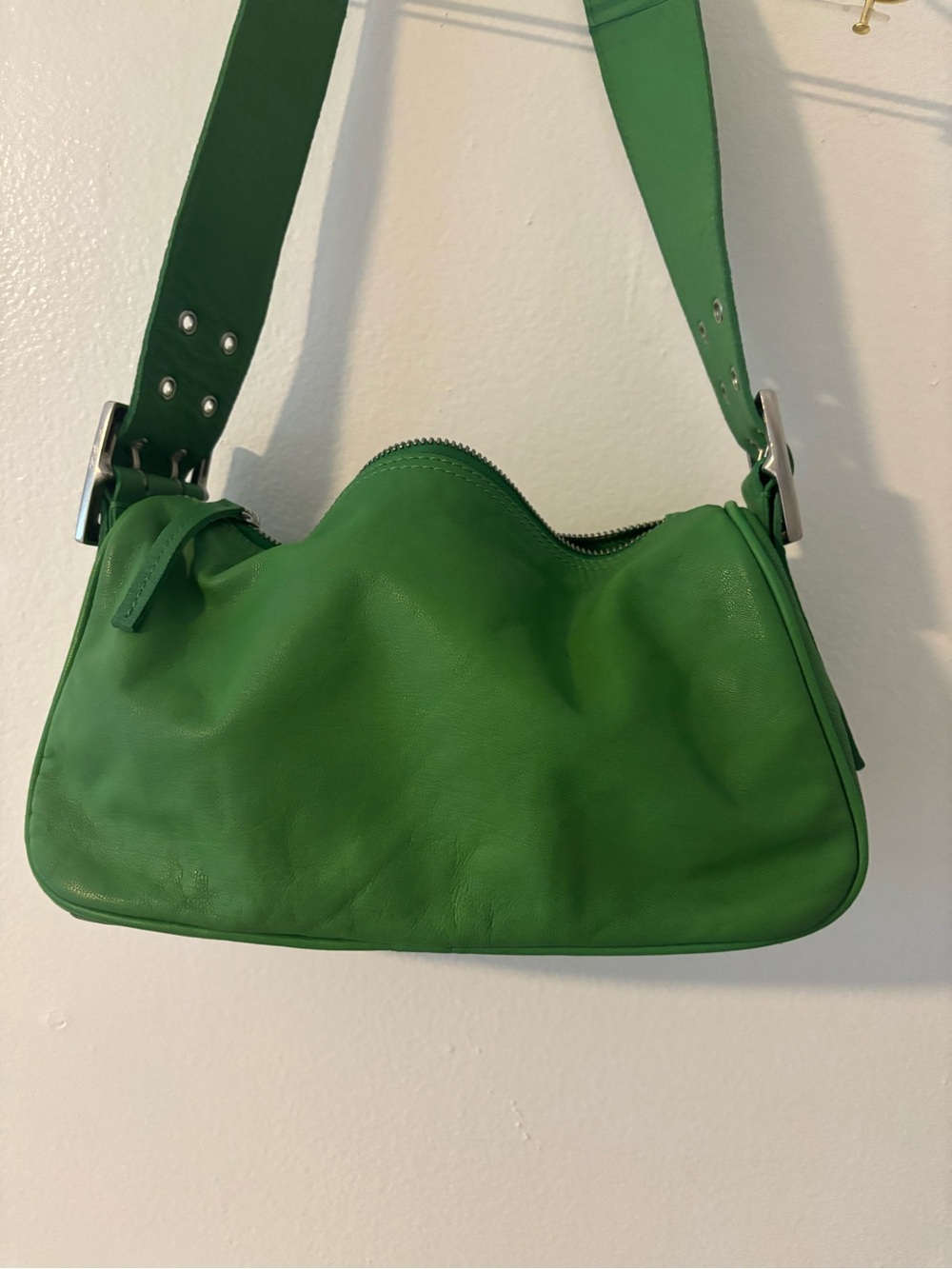 Free People Emerald Green Leather Shoulder Bag - Picture 3 of 6